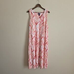 D&CO Tropical Jersey Sleeveless Dress Womens 1X Beachy Summer Vacation Resort
